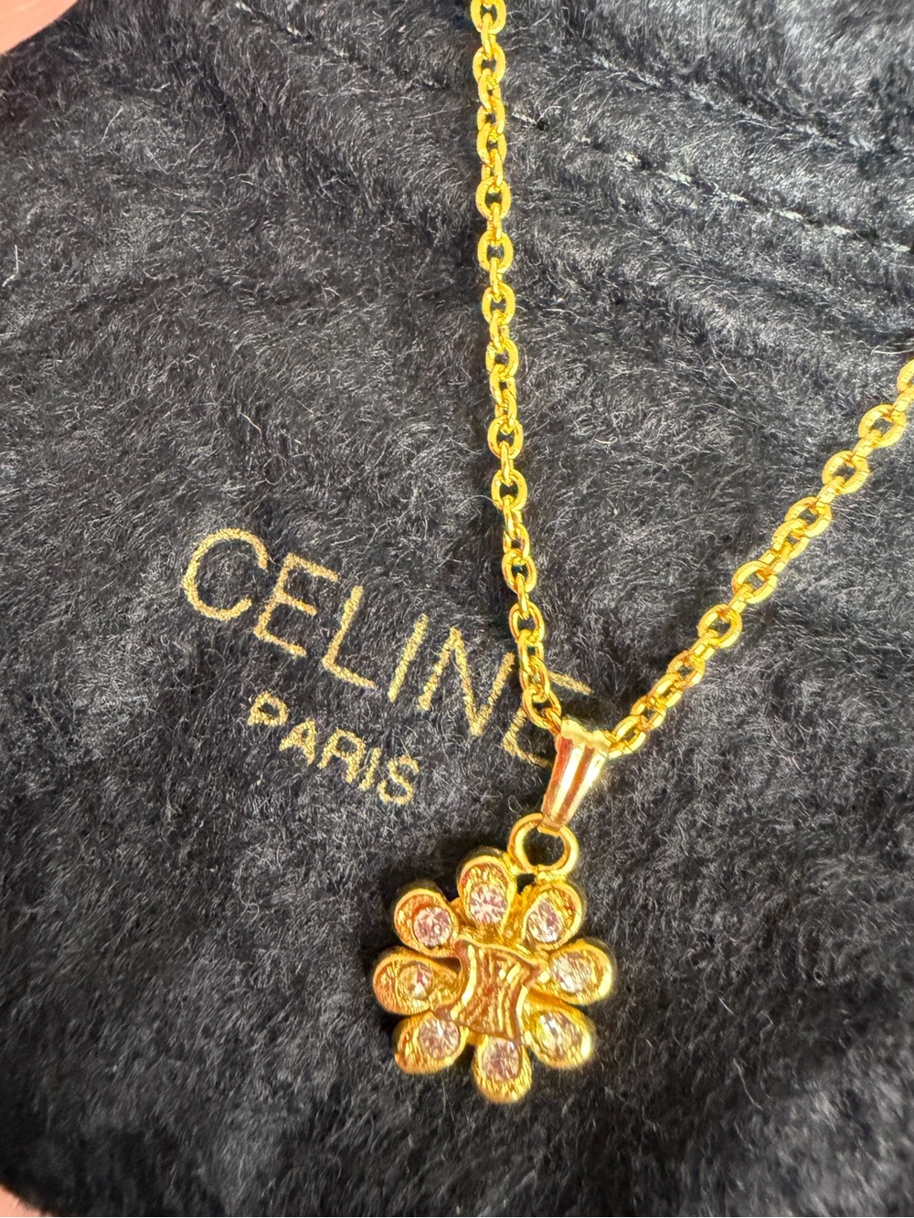 Celine Triomphe Crystal Necklace